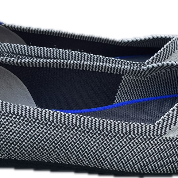 Rothys  Flat Captoe Black Cream Buffalo Plaid Knit Ballet Round Toe Women’s 8.5 - Picture 7 of 16